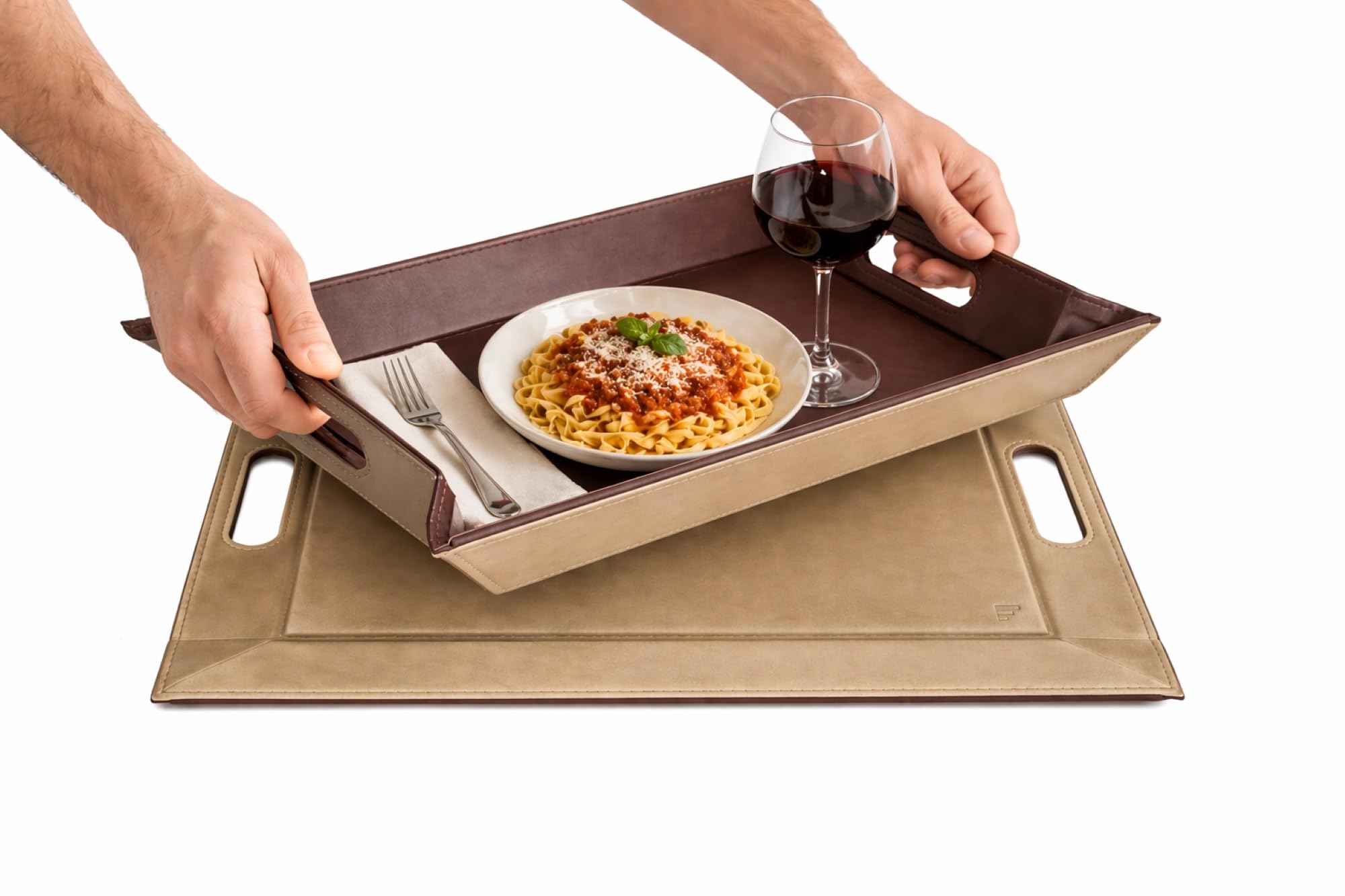 2-in-1 Serving Tray &amp; Placemat | Faux Leather &amp; Reversible