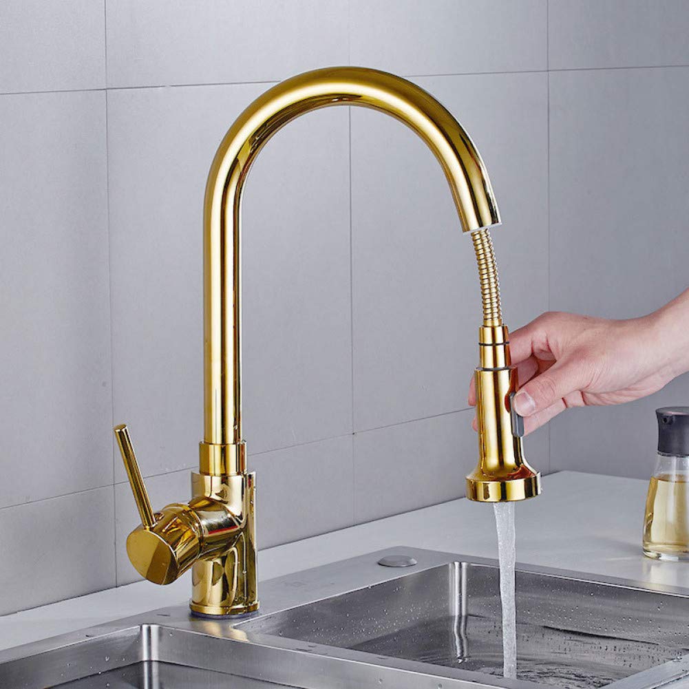 Zqfhsx Kitchen Faucet Two Modes Spout Pull Out Hot Cold Mixer Tap Single Handle Sink Faucets