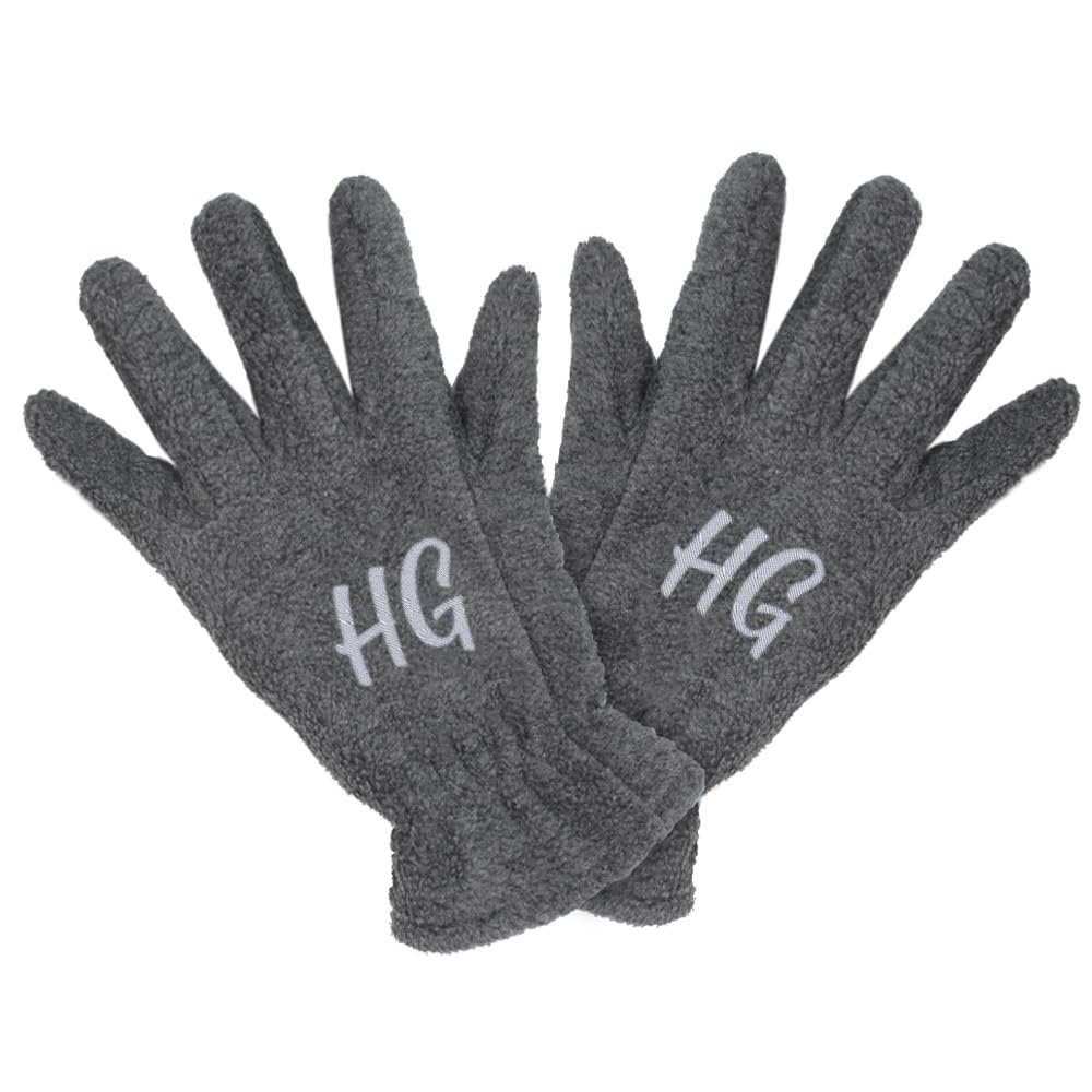 TeddyT's Ladies' Initials Embroidered Thermal Lined Gloves (Dark Grey, Medium)