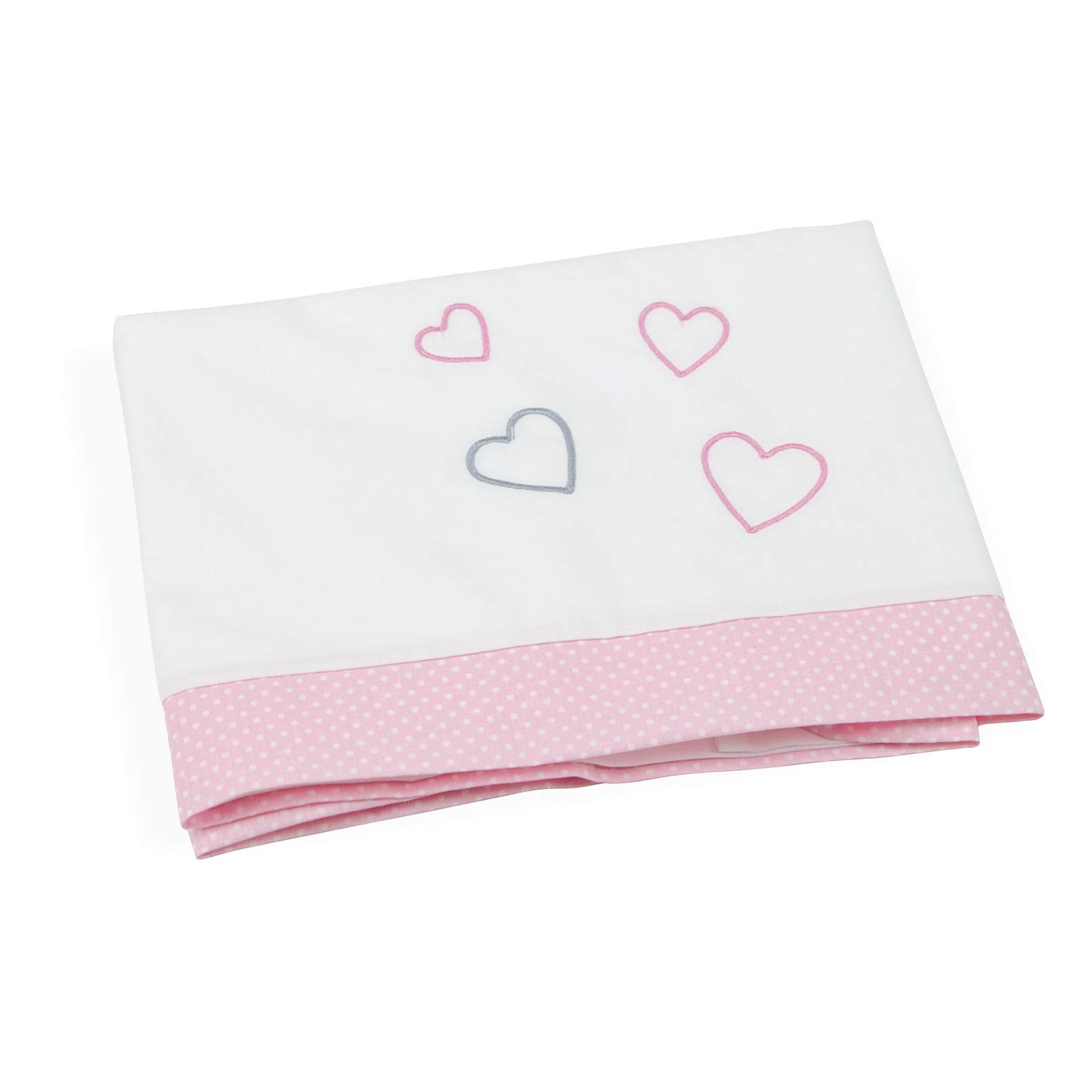 Babysanity-Lenzuolini 3 pezzi ricamati produzione propria Made in Italy (Love rosa)
