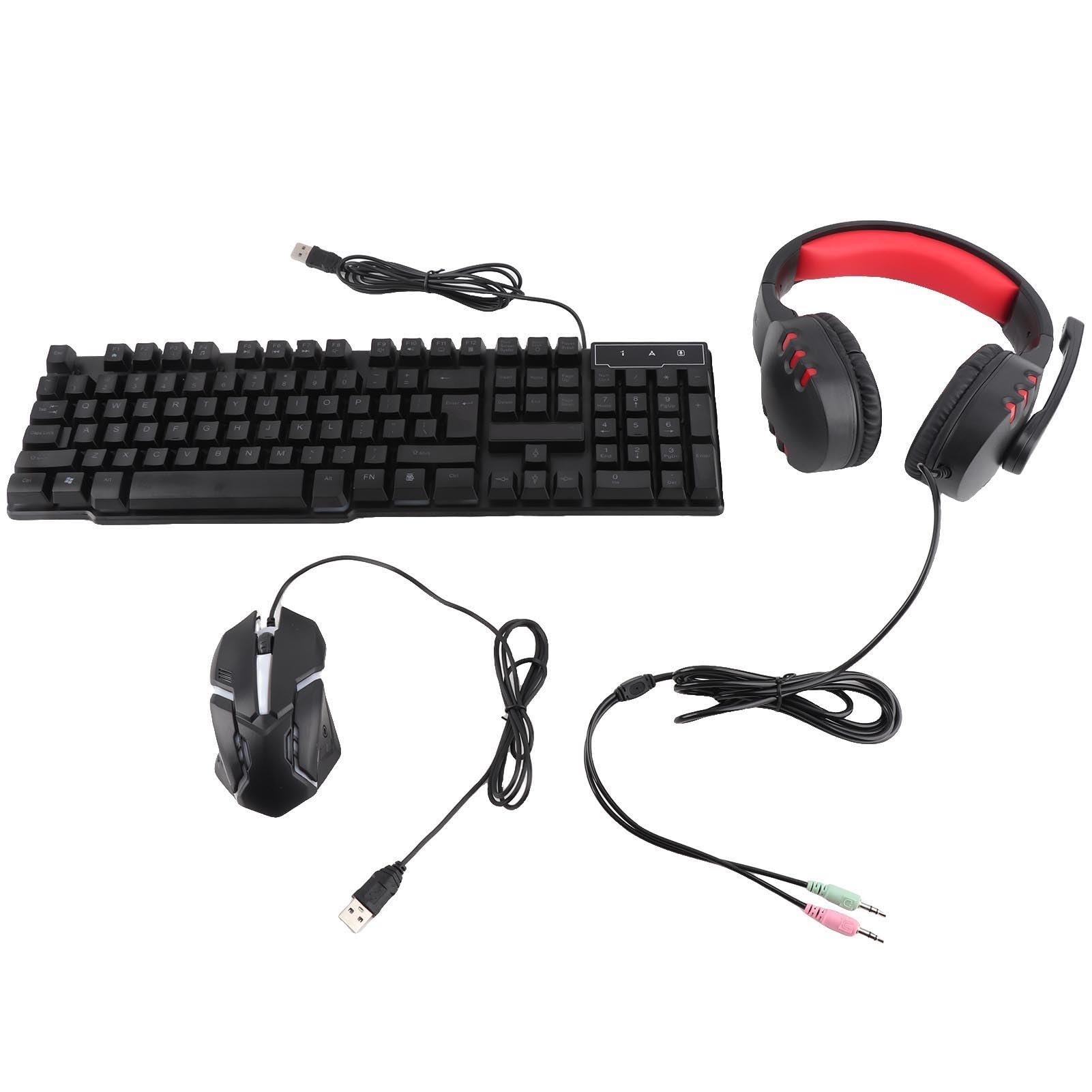 Aoresac TF800 Gaming Combo 104 teclas arco iris retroiluminado teclado luz respiración ratón 3.5mm Gaming Headset con micrófono ajustable grande