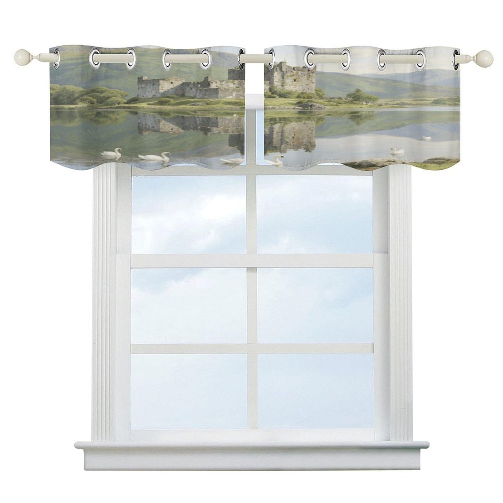 Fekiloot Style Highland Lakes And Castles Short Curtains Valance Curtain