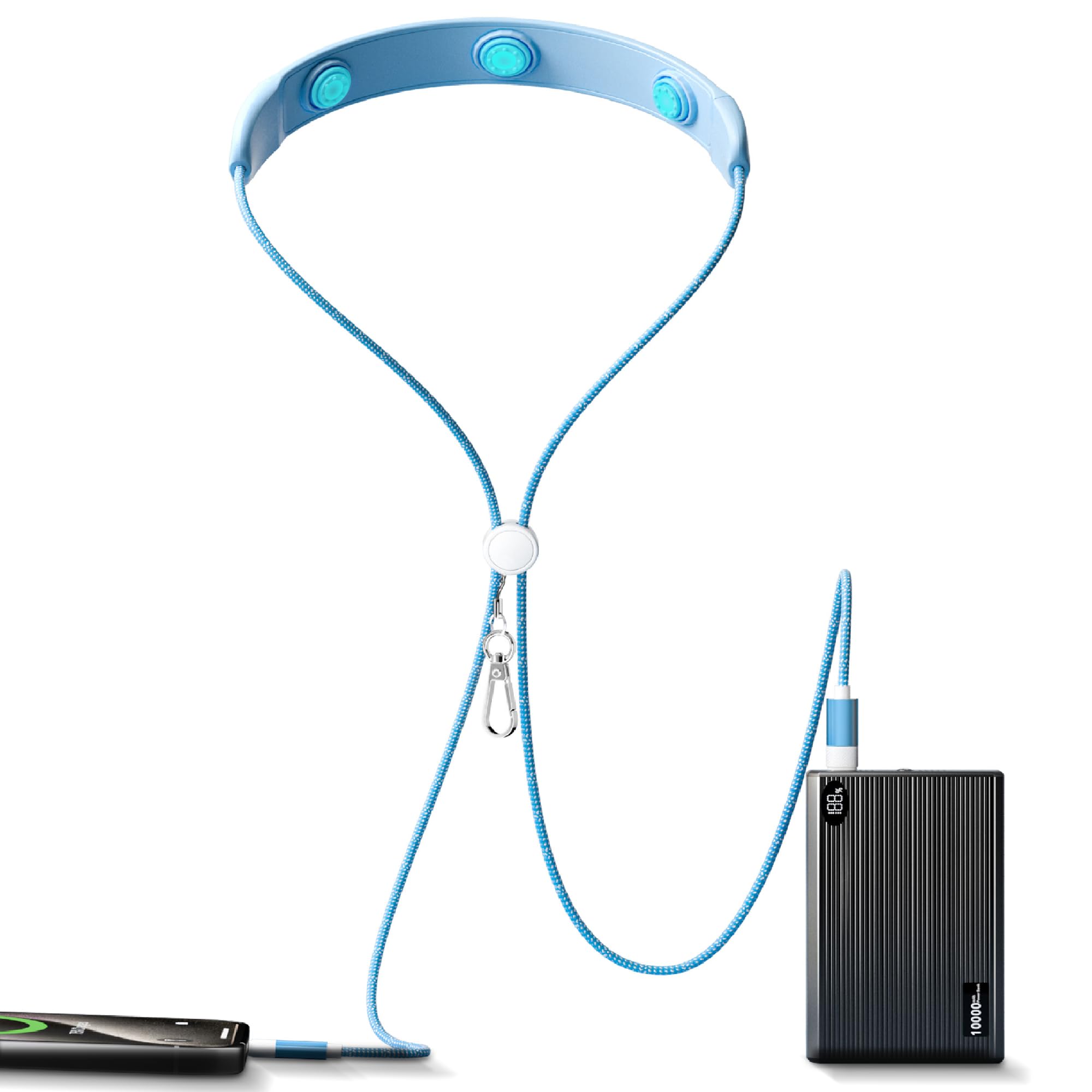 100W Fast Charging Neck Massager Cable | 3-Modes Silicone Vibration with USB C to USB C Connector | 1.45M Nylon Braided Cable | Compatible with iPhone 15/16 & Android/iPad (No Power Bank)