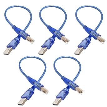 USB 2.0 Cable, 5Pcs/Pack USB A Male to USB B Male Cable, Printer Cables for Arduino 2560 R3, Ink Jet, Laser Printer MFP, Scanner to a PC or Mac 11.81IN