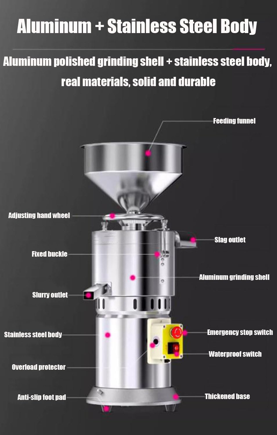 Große Kapazität Mahlmaschine Edelstahl Sojamilch Maker Automatisch mit Filter für den gewerblichen Gebrauch in Restaurants und Kantinen