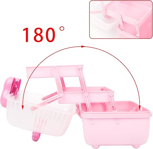 Miniatura 3 de DI QIU REN Caja de almacenamiento multiusos de tres capas de 11 pulgadas, organizador de manualidades, caja de almacenamiento portátil de plástico