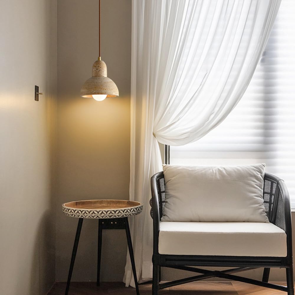 Lampy sufitowe do sypialni Żółty trawertyn Nordic Vintage Drewniana oprawa Drewniana lampa wisząca Kuchnia Wyspa Jadalnia Sypialnia Wiszące lampy