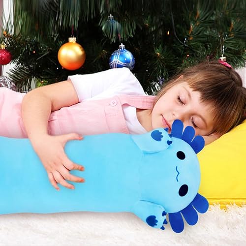 Miniatura 2 de Juguete de ajolote de peluche largo, almohada corporal, regalo para niños y niñas (azul, 35.4 pulgadas)