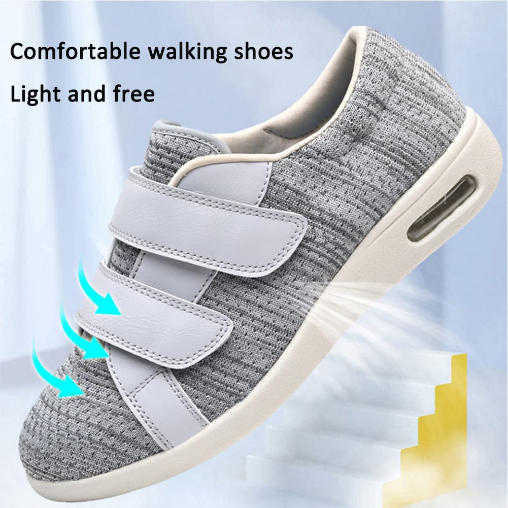 Zapatos Ortopédicos Diabéticos Mujeres Ajustable Edema Zapatos Hinchados Transpirables Antideslizantes Zapatos para Caminar para Mayores Zapato Vendaje Ortopédico,Caqui,38EU