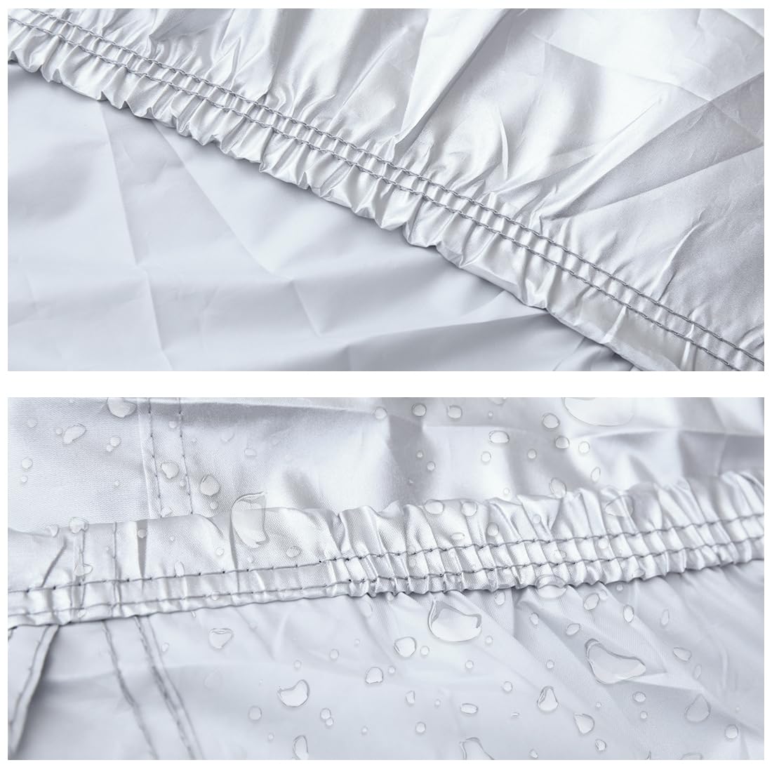 uxcell YL Silver Tone 170T Car Cover Outdoor Weather Waterproof Scratch Rain Snow Heat Resistant W Mirror Pocket — view 8