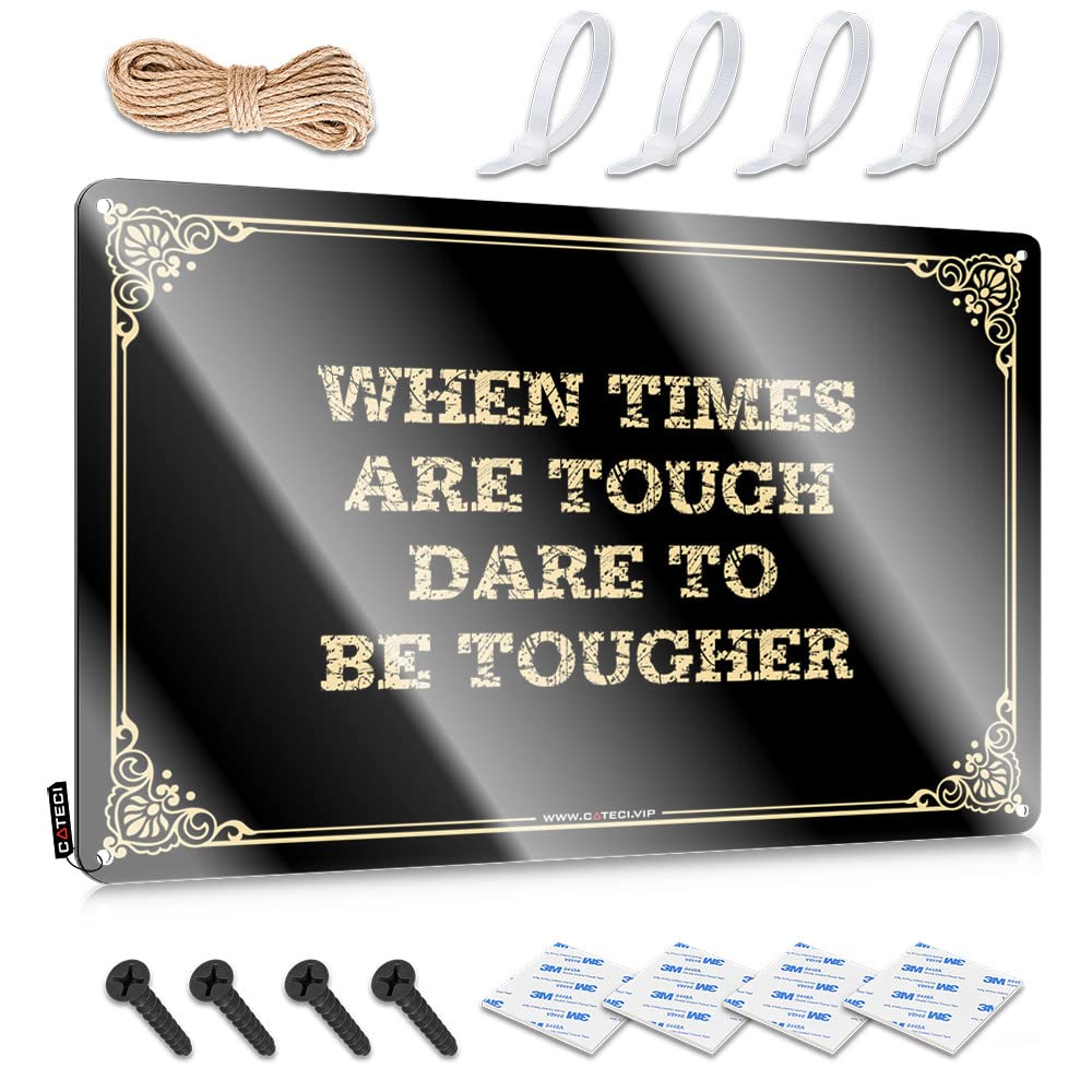 Fzfn Colour Plaque Mimosa Wall Decor | When Times Are Tough Dare To Be Tougher Scandinavian For Farm Home(30X40cm)