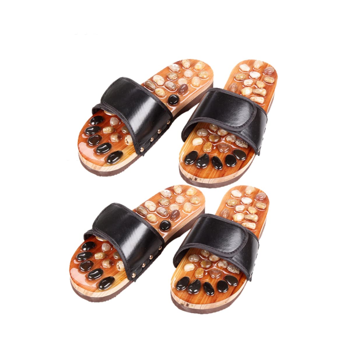 Slipper Größe 38 Akupressur Rutschfeste Fußmassage Schwarz für Damen