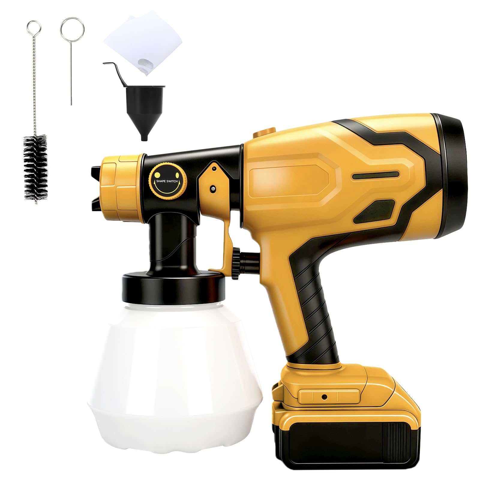 Roadtime Sistema de pulverización de pintura a batería para baterías DeWalt de 20 V (sin batería), pulverizador de pintura de 1000 ml HVLP pistola de pintura con 4 boquillas, pistola de pintura