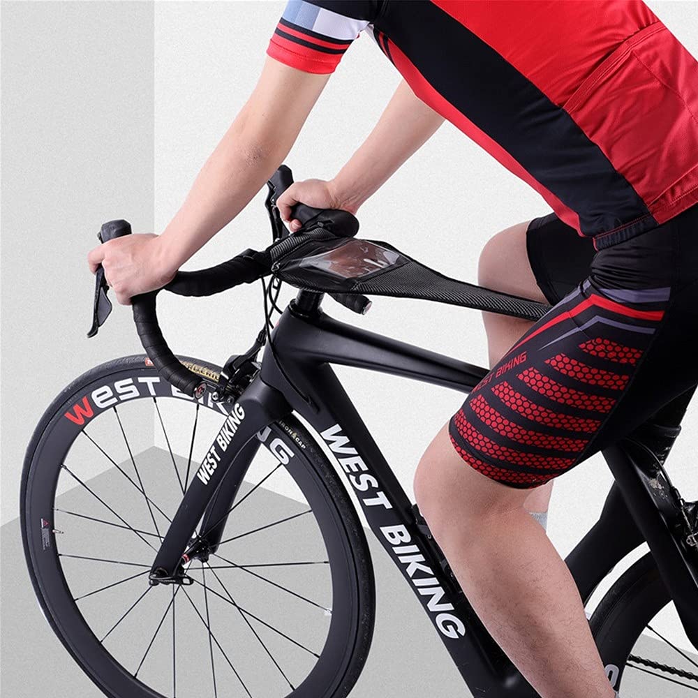 MiOYOOW Protezione Antisudore per Bici, Rete Antisudore per Allenatore di Biciclette con 6,5 Pollici Copertura del Telefono per Telaio Bicicletta