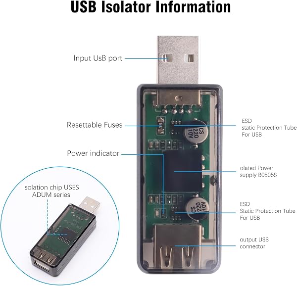 ADUM3160 USB Isolatore Module ADuM3160 USB to USB Isolator 2500V con protezione OC Supporta 12 Mbit/S, utilizzato per isolare Il Rumore nel di circuiti Adatto per il debug di Arduino - 4