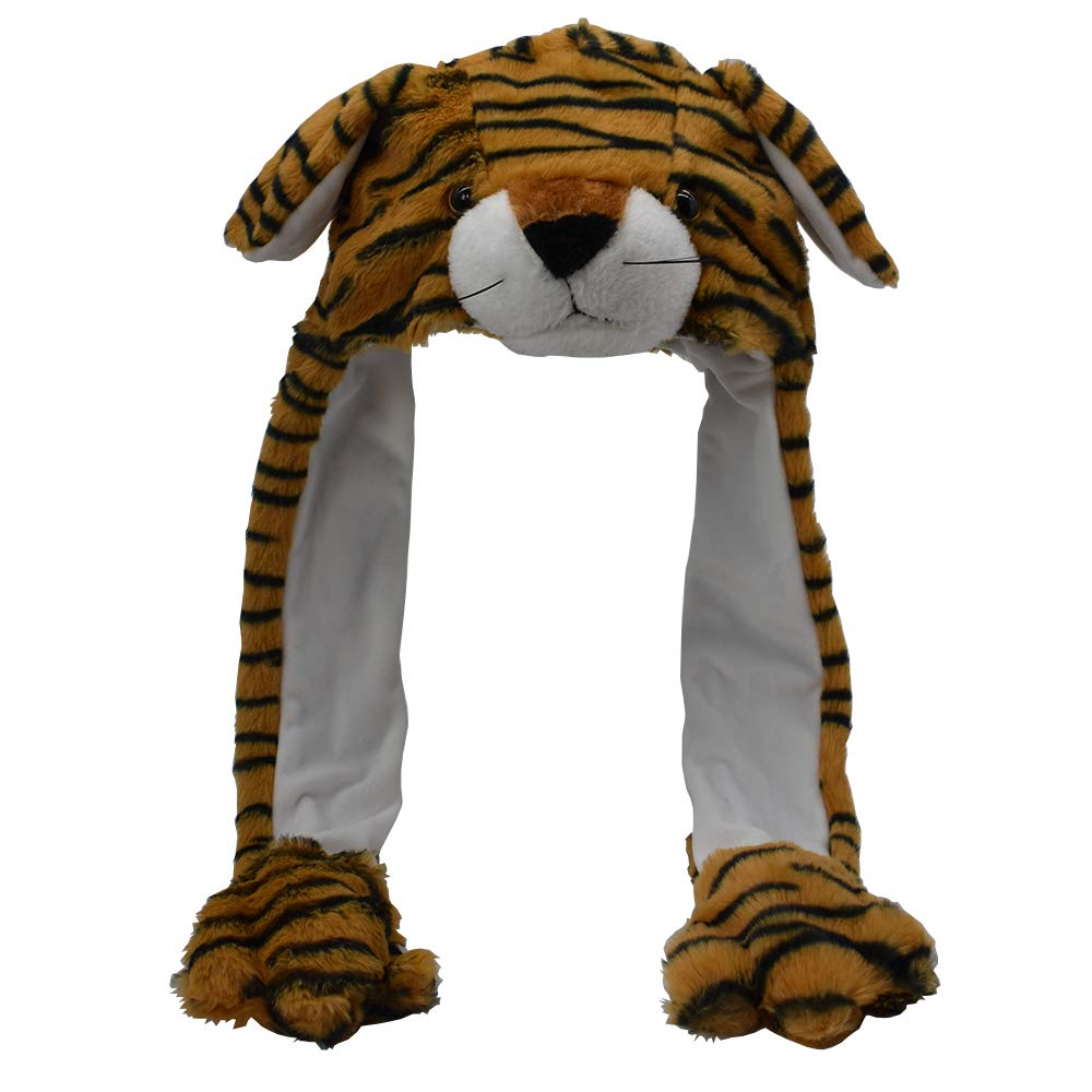 JOYHY Kids Adults Plush Ear Moving Ear Flap Hat with Paw Tiger