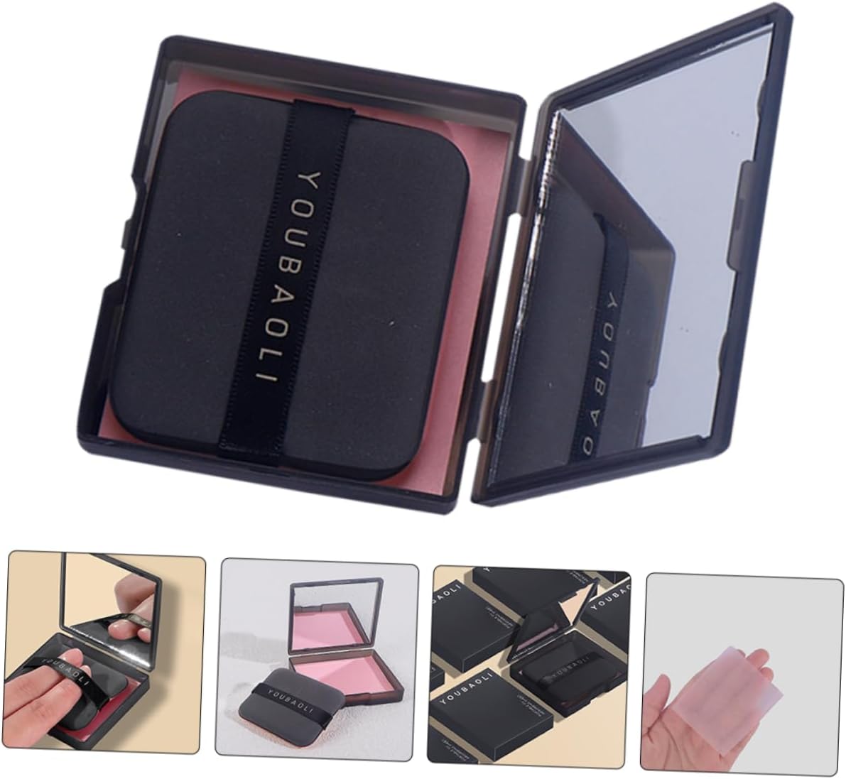 2sets Oil Absorbing Papers Mirror Case and Puff of Blotting Sheets for Oily Skin Makeup-friendly Compact Design for Go Oil Control