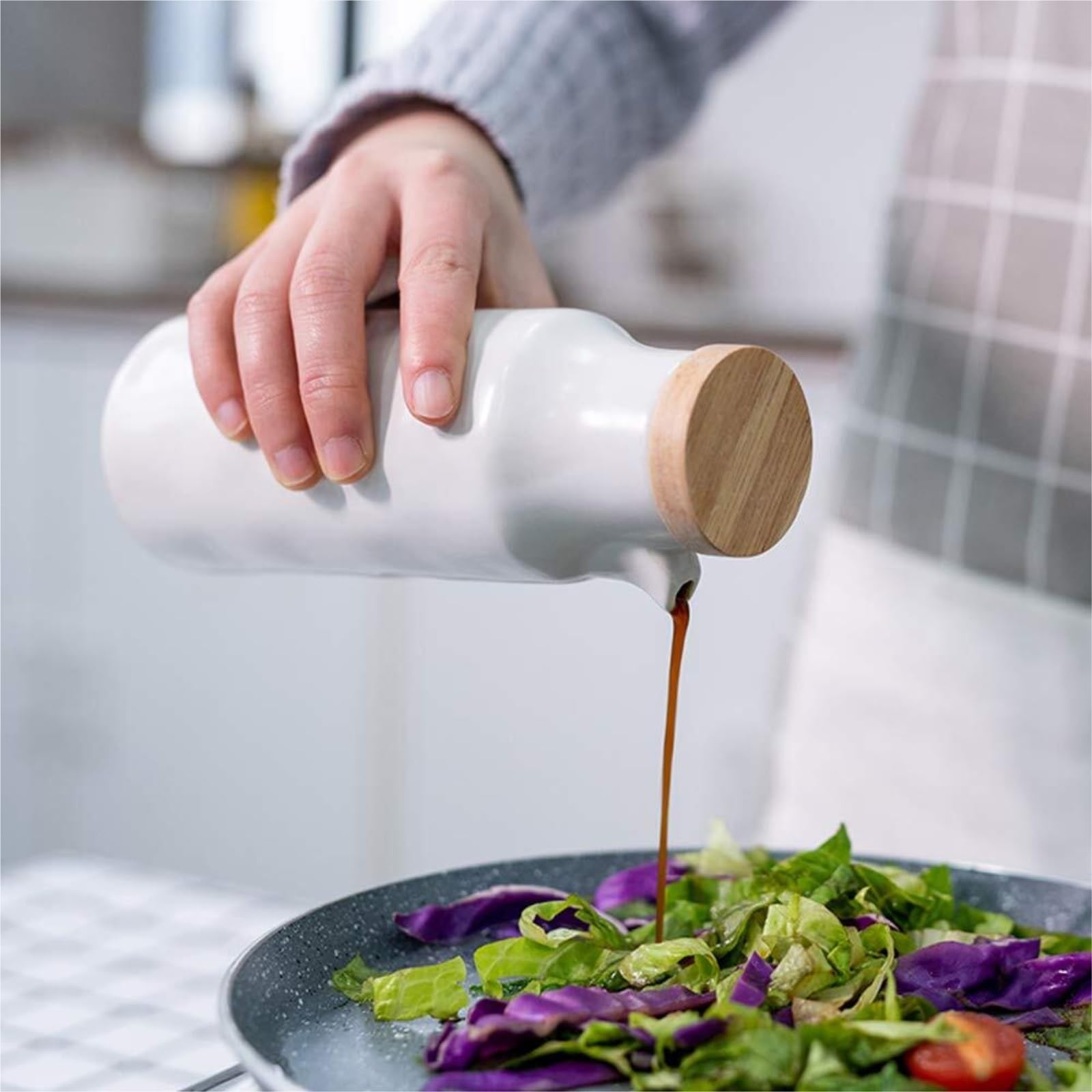 Dispenser per Salsa di Soia Set di Bottiglie di Dispenser for Olio E Aceto in Ceramica, Dispenser for Condimenti Liquidi for Set da Ristorante Contenitore Dell'olio