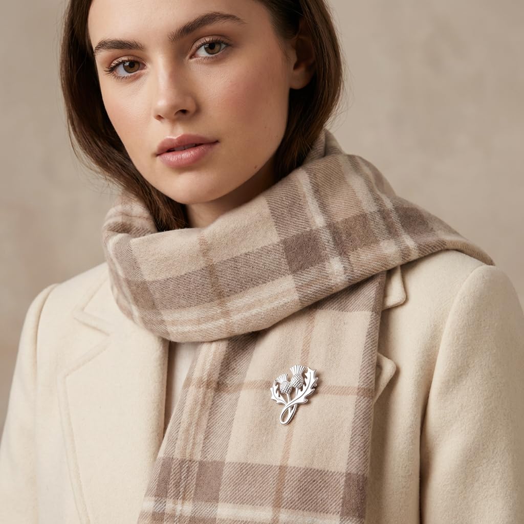 Alexander Castle Broche Chardon Écossais en Argent Sterling 925 pour Femme - Cadeau Écossais pour Femme, avec Coffret Cadeau Bijoux