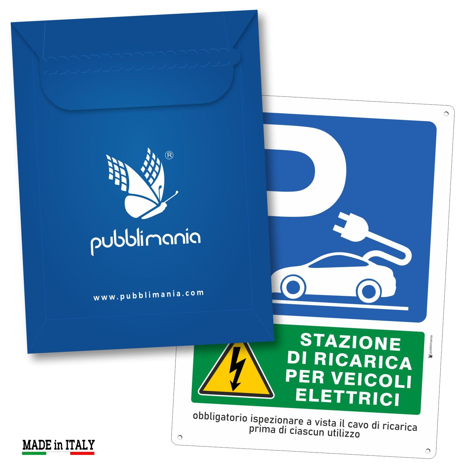 Pubblimania Parcheggio Ricarica Auto Elettriche Ispezionare Cavo | Cartello in Alluminio composito spessore 3 mm, per esterno/interno (Ispezionare Cavo, 30x40)