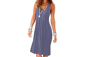 LEIYEE Womens Casual Half Sleeve Empire Waist Pleated Swing Modest Work Tunic...