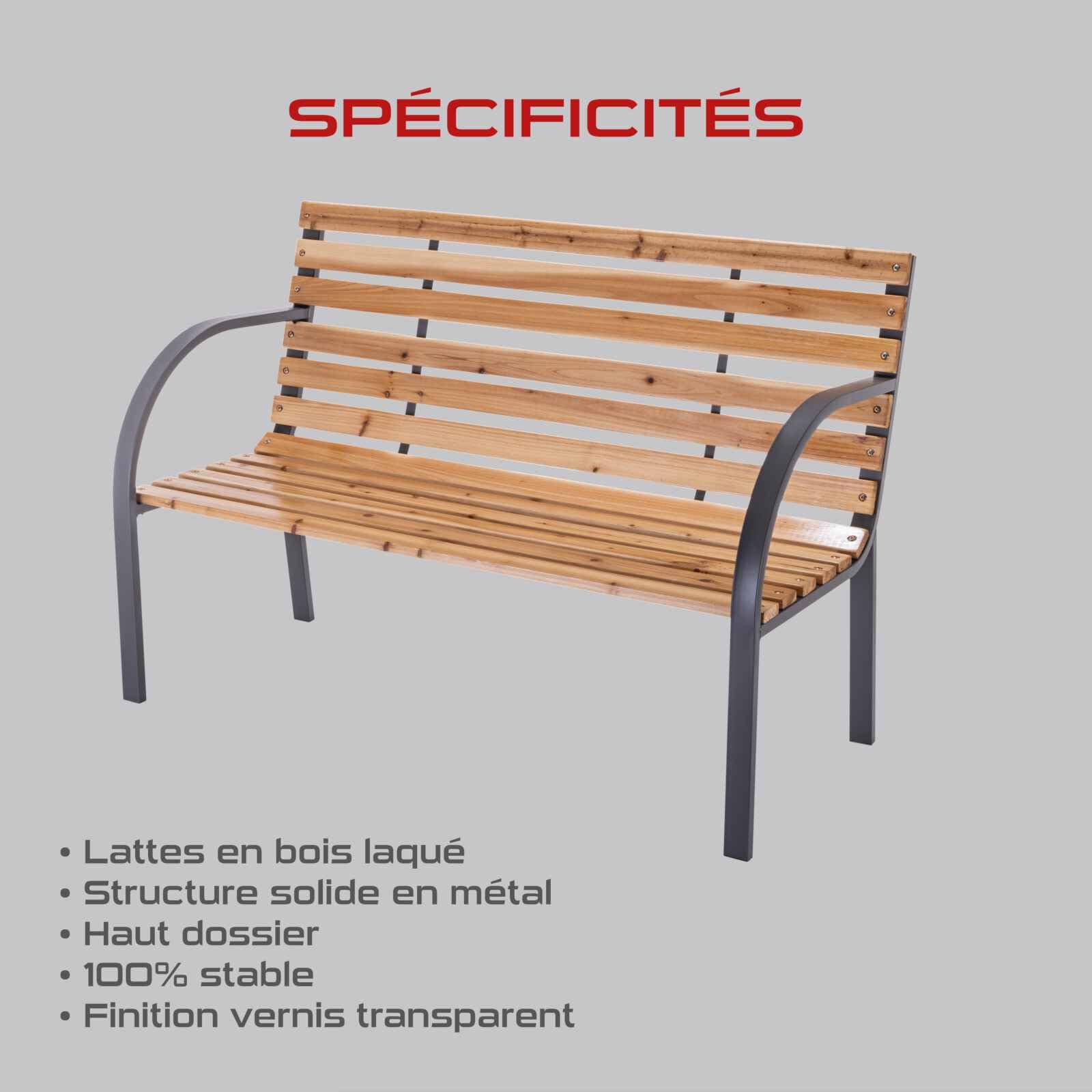 Practixx Banc de Jardin PX-GB-1 – Résistant aux intempéries - Max 160 kg