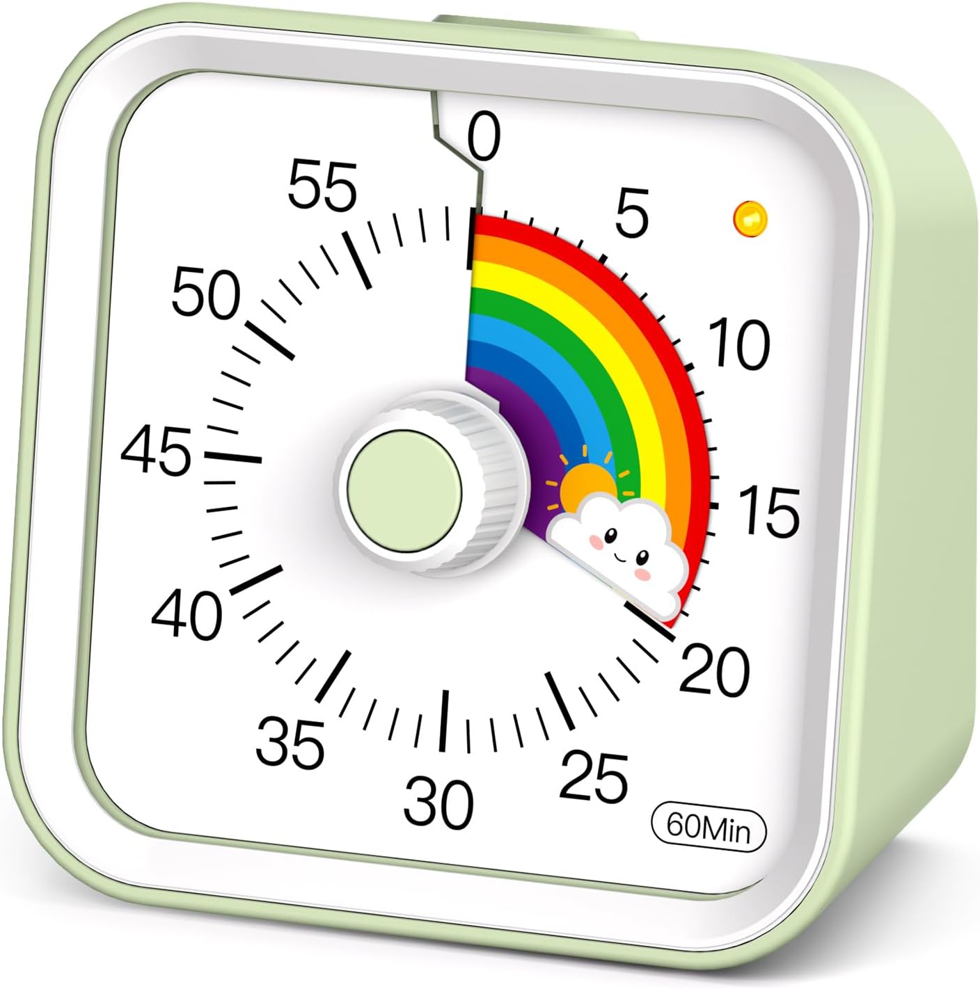 Visual Timer for Kids with Pause Function, Cute Silent Timer with Rainbow for Classroom, Teaching, Task, 60 Minute Countdown Time Management for ADHD (Rainbow Green)