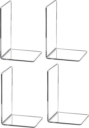 4 soportes transparentes para libros pesados, organizador de estantes de acrílico para escritorio, soporte de plástico resistente para libros y