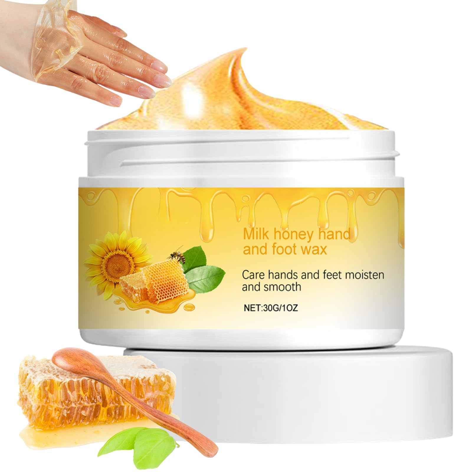 Azonee Hand Mask with Natural Honey Milk, Exfoliating & Moisturizing Peel Mask for Dry Cracked Skin, Nourishing Hand & Foot Wax Mask, Deep Care for Rough Hands and Feet