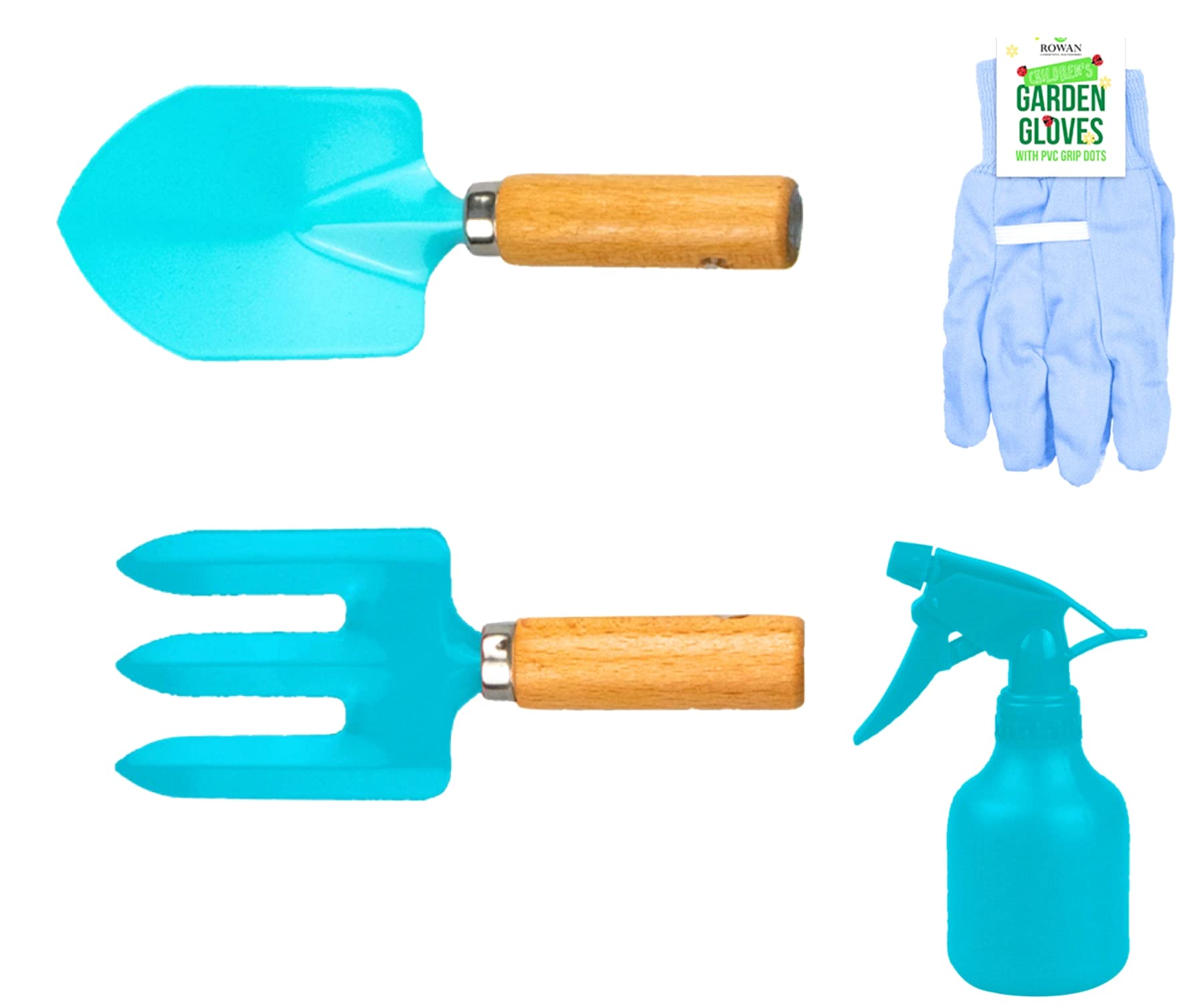 Kids Gardening Set - Childrens Gardening Sets - Toddlers Gardening Tools - Garden Tools for Kids, Girls, Boys - for Little Hands - Kids Gardening Tools with Trowel, Fork, Gloves, Spray Bottle (Blue)