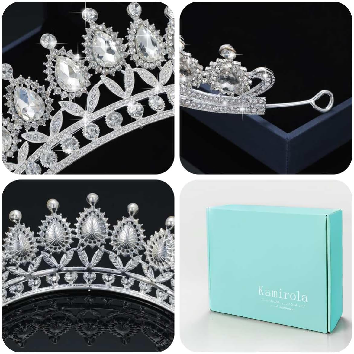 Kamirola Tiaras Princess Crown for Women Crystal Headbands for Bridal, Princess for Wedding and Party(TR21) - Image 8