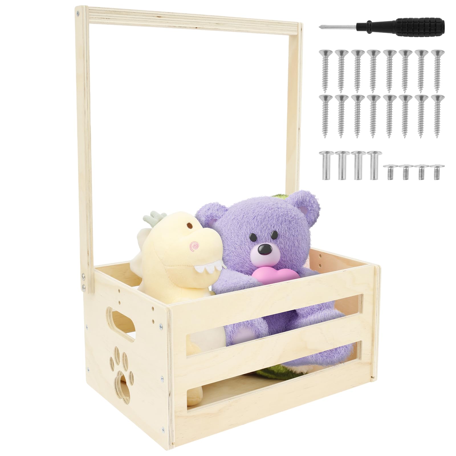 Rhaiqbvc Beige Wooden Baby Shower Crate Closet - Smooth Wood Basket With Handle, Large Capacity Storage Hamper, Attractive Clothes Rack For Newborn (Style C)