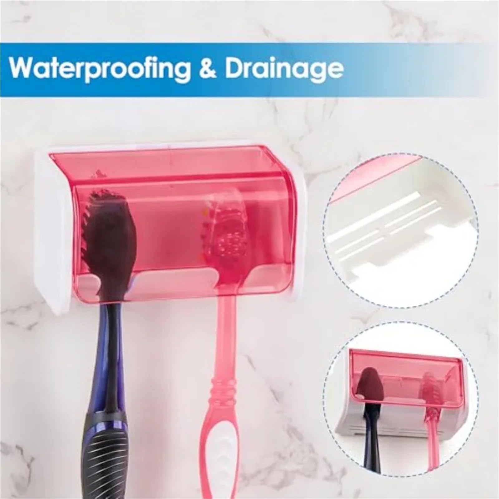Porta Spazzolini Da Parete Portaspazzolino da parete con 2 slot | Con coperchio organizer autoadesivo for doccia da bagno