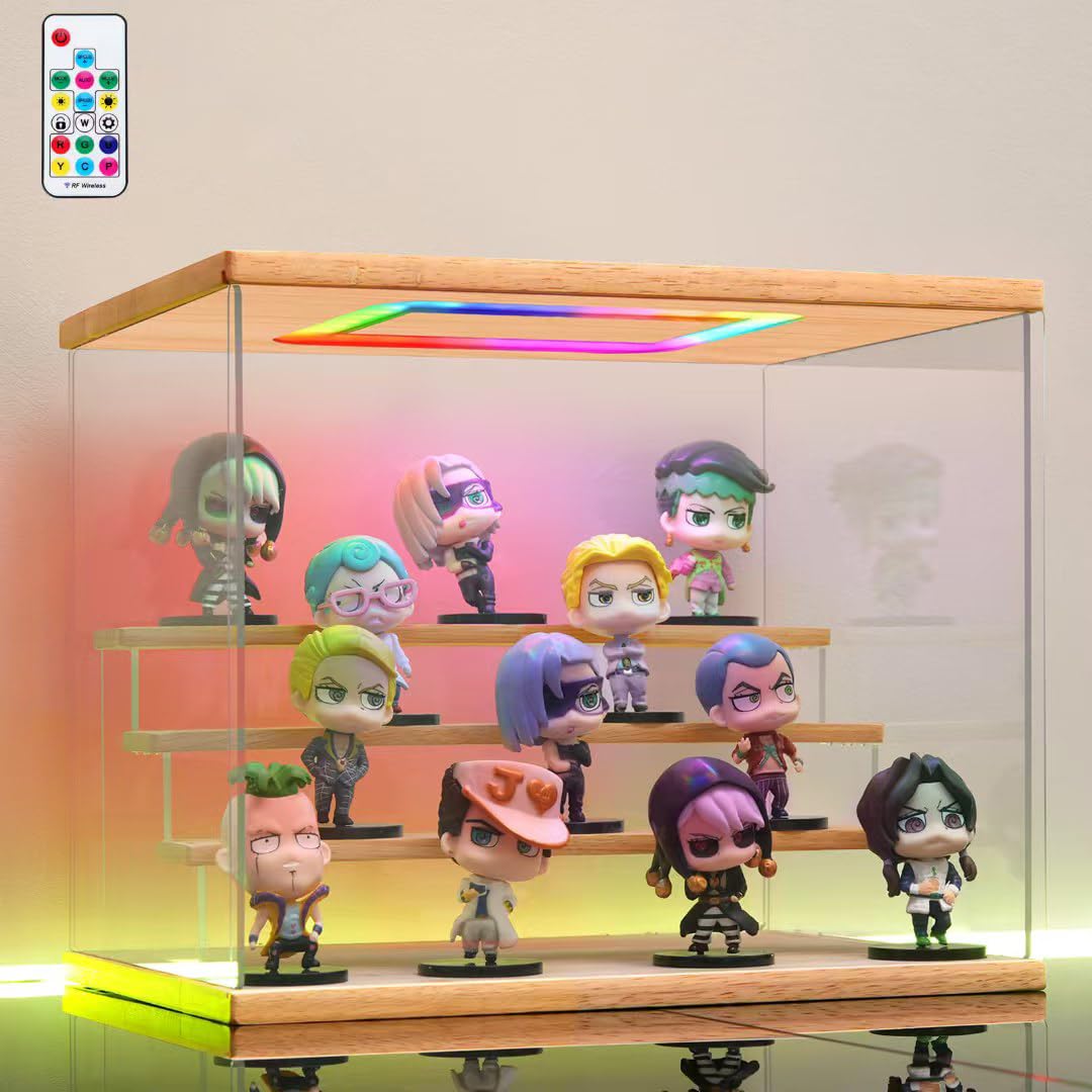 AZEYN Doorzichtige Acrylen Vitrine met Licht Verlichting, 3/4/5/6 Laags Stofdichte Bescherming LED Displaykast voor Miniaturen, Modelauto's, Actiefiguren (Wit, 5 Laags-32x31x30cm