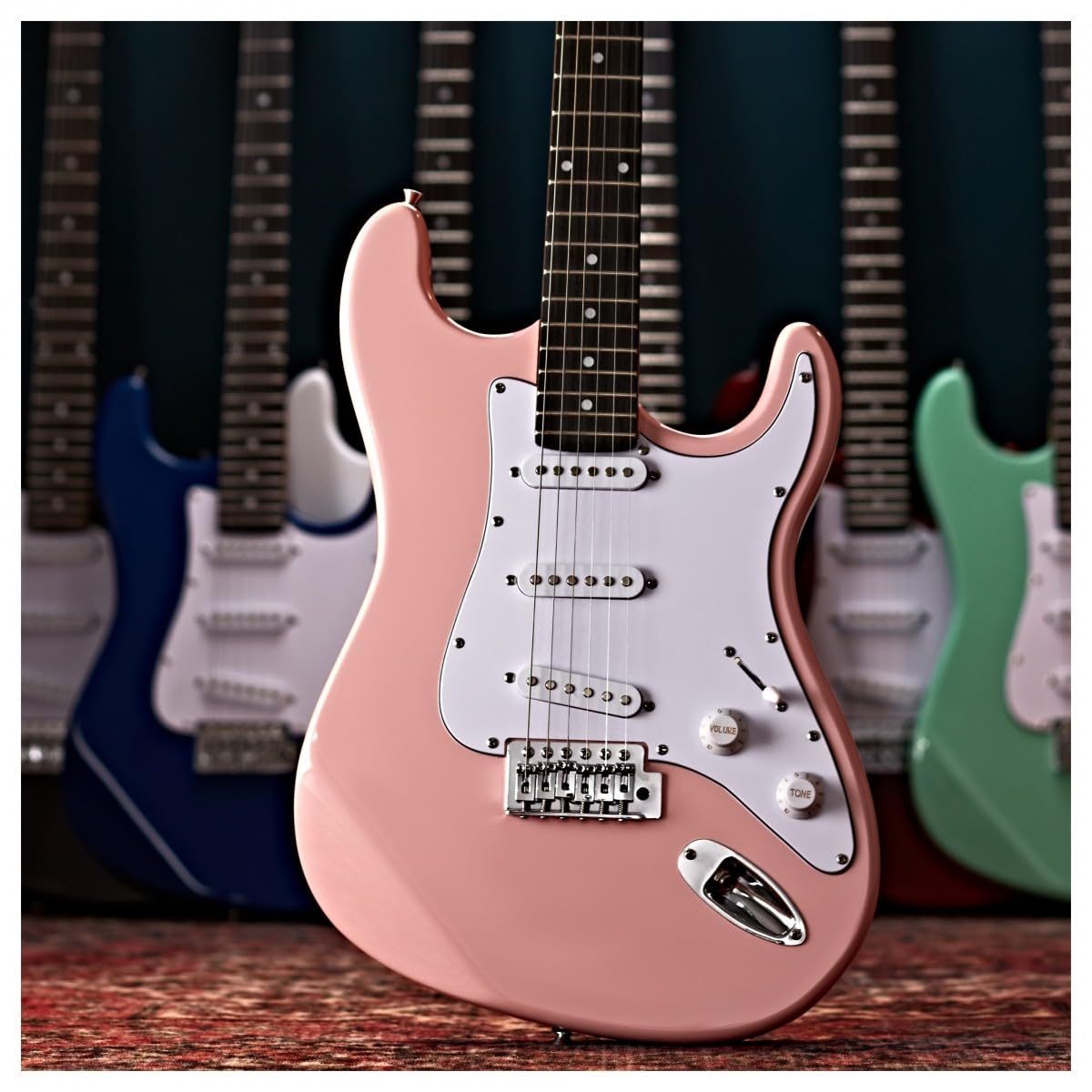 Chitarra Elettrica LA Rosa, Ampli 10W e Accessori | Corpo Leggero e Comodo, Ampli Portatile con EQ 2 Bande e Uscita Cuffie, Corde di Ricambio e Accordatore Inclusi