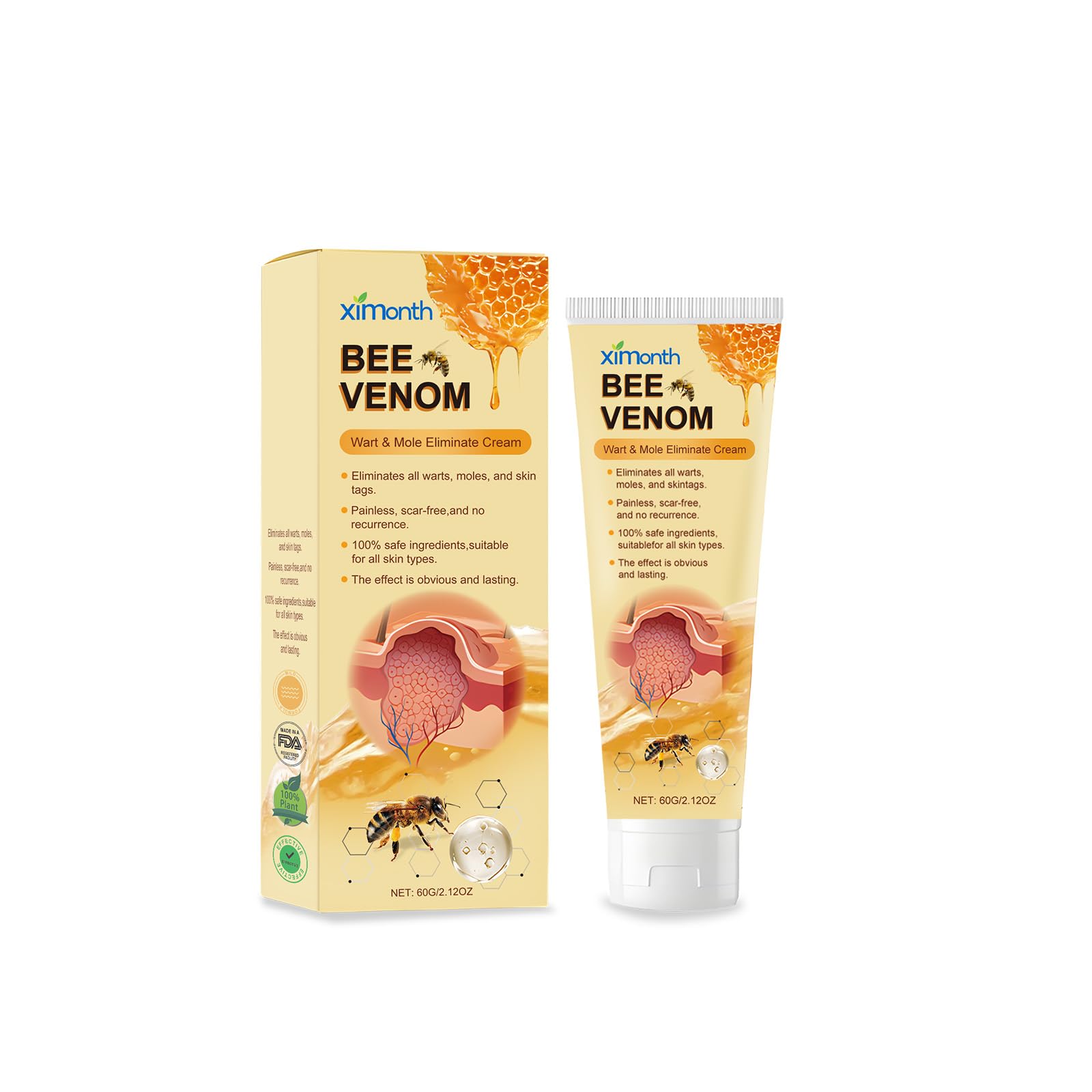 2Pcs Bee Venom Wart and Tag Remover - Professional Bee Venom Repair Cream