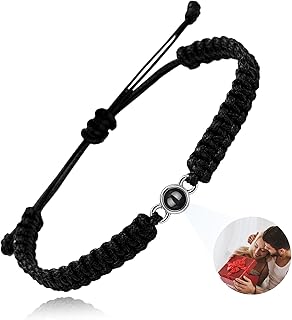 JONZIN Custom Photo Bracelet Personalised Projection Bracelet with Picture inside Valentine\'s Day Birthday Christmas Anniversary Memorial Gifts for Women/Men