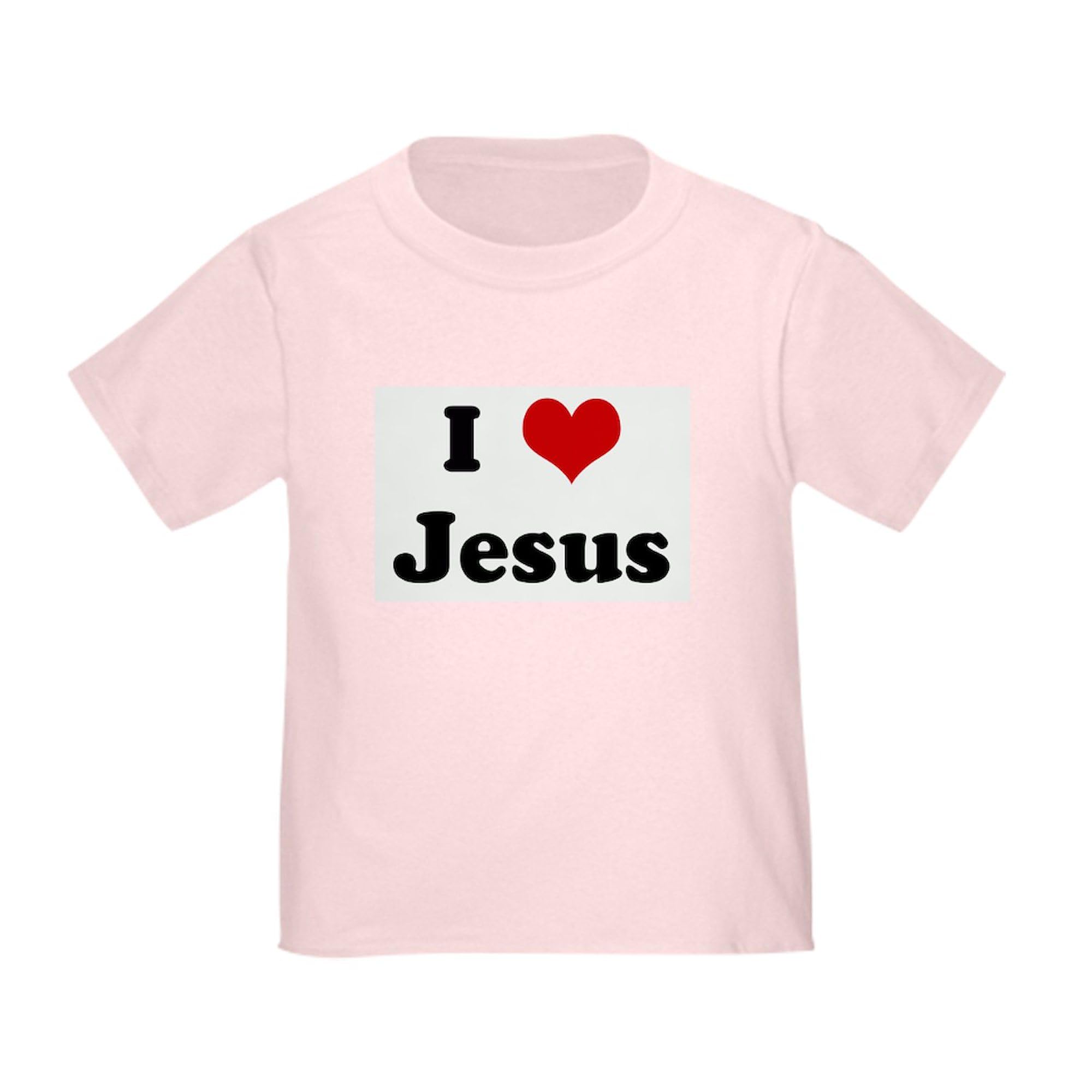 CafePress I Love Jesus Toddler T Shirt Toddler Graphic Tee, 100% Cotton Pink