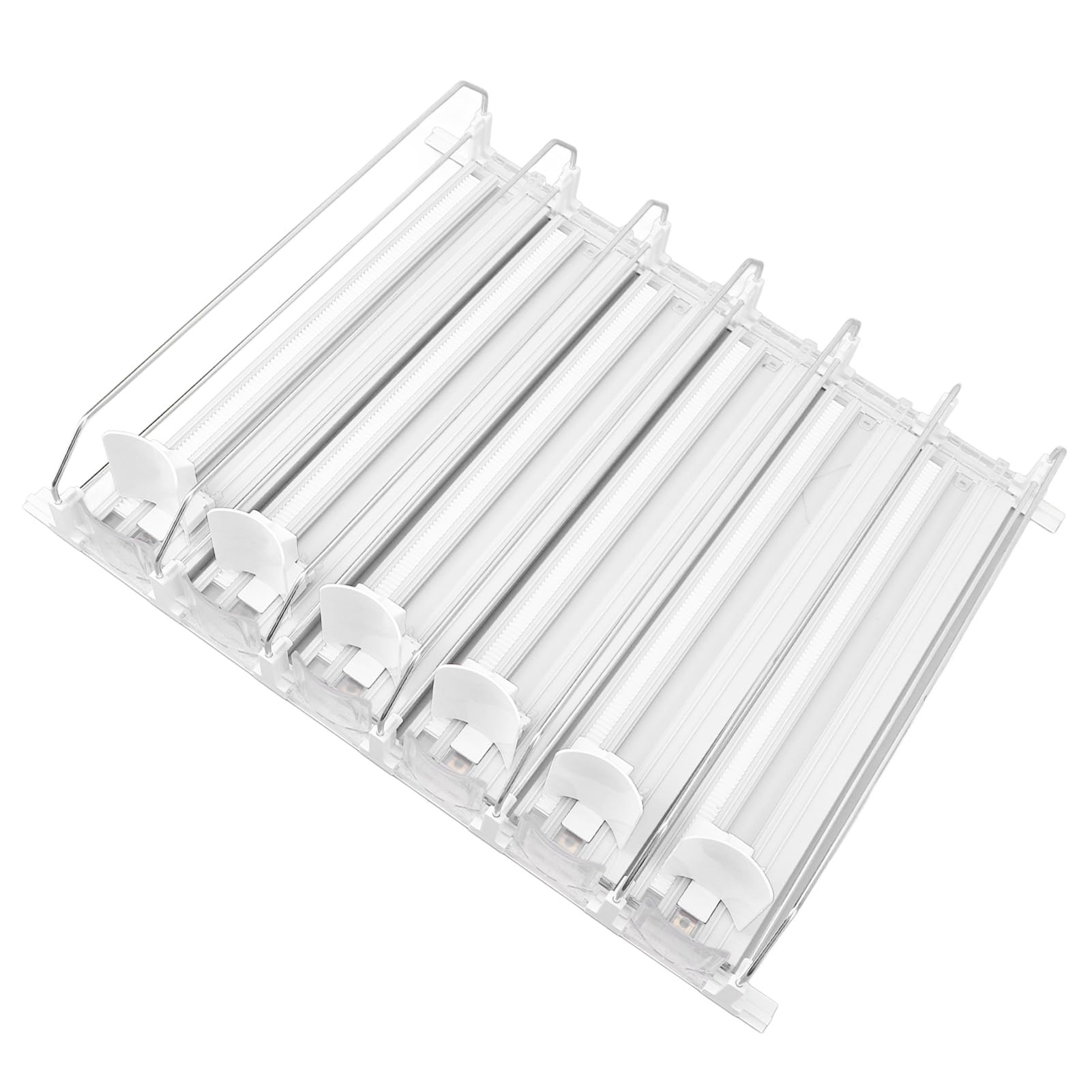 Dispensador de Latas de Refresco, Deslizamiento de Velocidad Estable Ajustable para Nevera con Fácil Carga para Cocina, Despensa, Oficina, Estantes de Gabinete de Alimentos (WHITE)