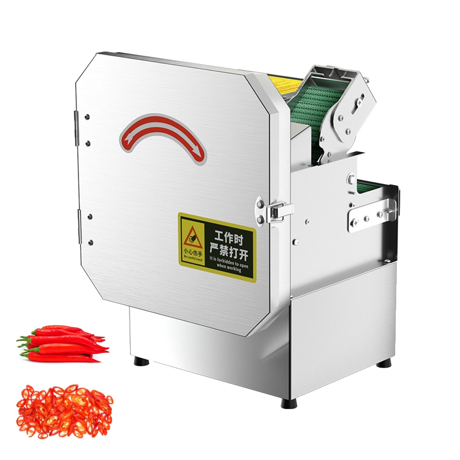 OLSKFUH Commercial Vegetable Slicer, High Capacity 300Kg/H Commercial Vegetable Slicer And Leek Dicer Electric Scallion Cutter With Stainless Steel Blades,