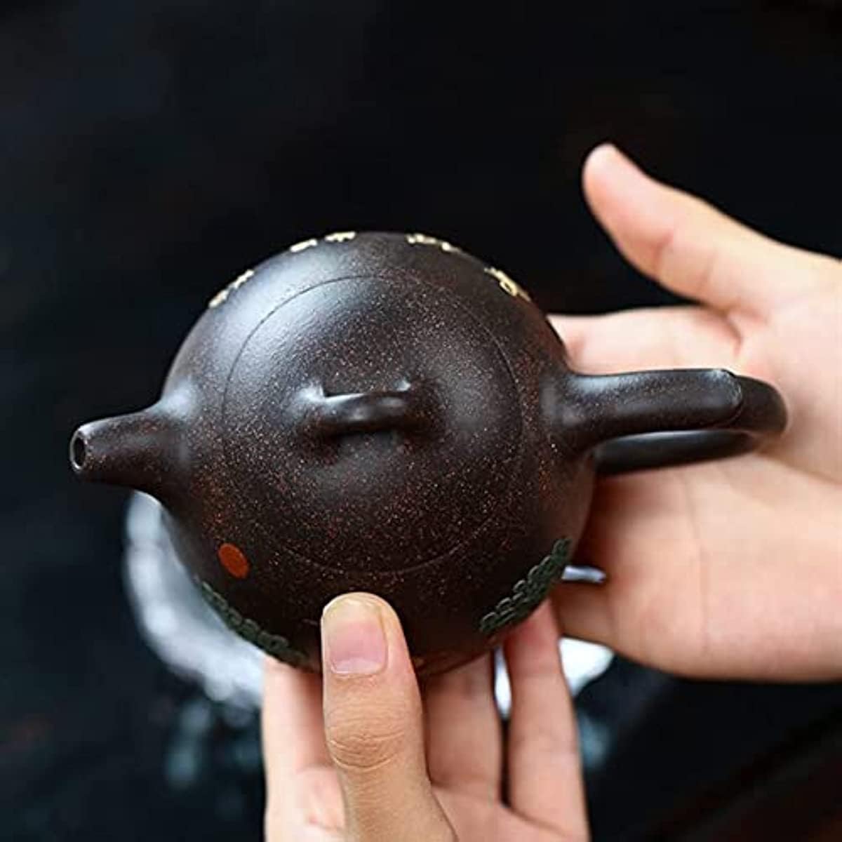 Teiera portatile in porcellana, set da tè cinese, teiera viola classica da 340 ml, teiera in minerale grezzo, teiere in sabbia nera e oro, bollitore con filtro a forma di uovo di drago, set da tè pe
