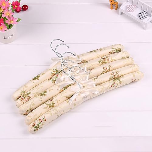 Miniatura 3 de Paquete de 5 perchas acolchadas de satén para ropa de mujer, perchas antideslizantes de tela de esponja para ropa, percheros para suéter, abrigo,