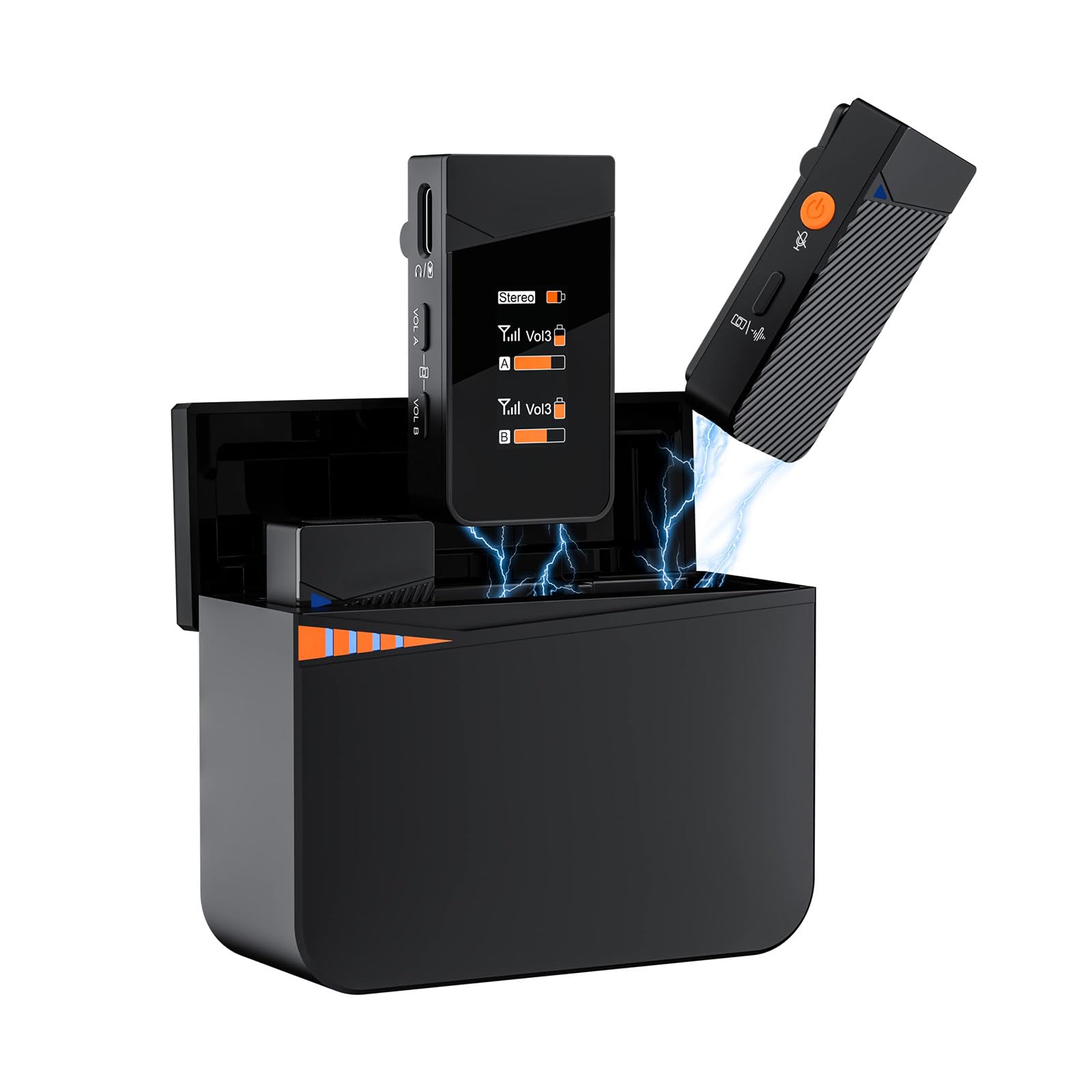 Ricevitore per microfono lavalier wireless Telefono cellulare Apparecchiatura per la registrazione video in diretta Accoppiamento automatico con riduzione del rumore con un clic,C