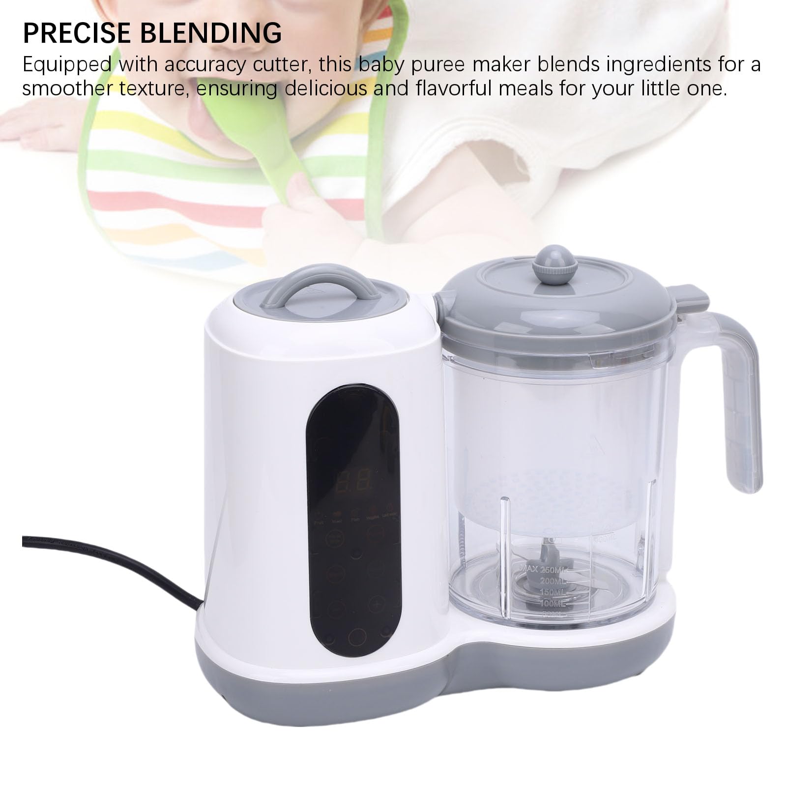 Fruttino per Alimenti per Bambini, Macinatura Automatica per Bambini e Frullatore con Timer Grande capacità, Materiale Plastico di Sicurezza, Funzionamento Facile, Taglierina di
