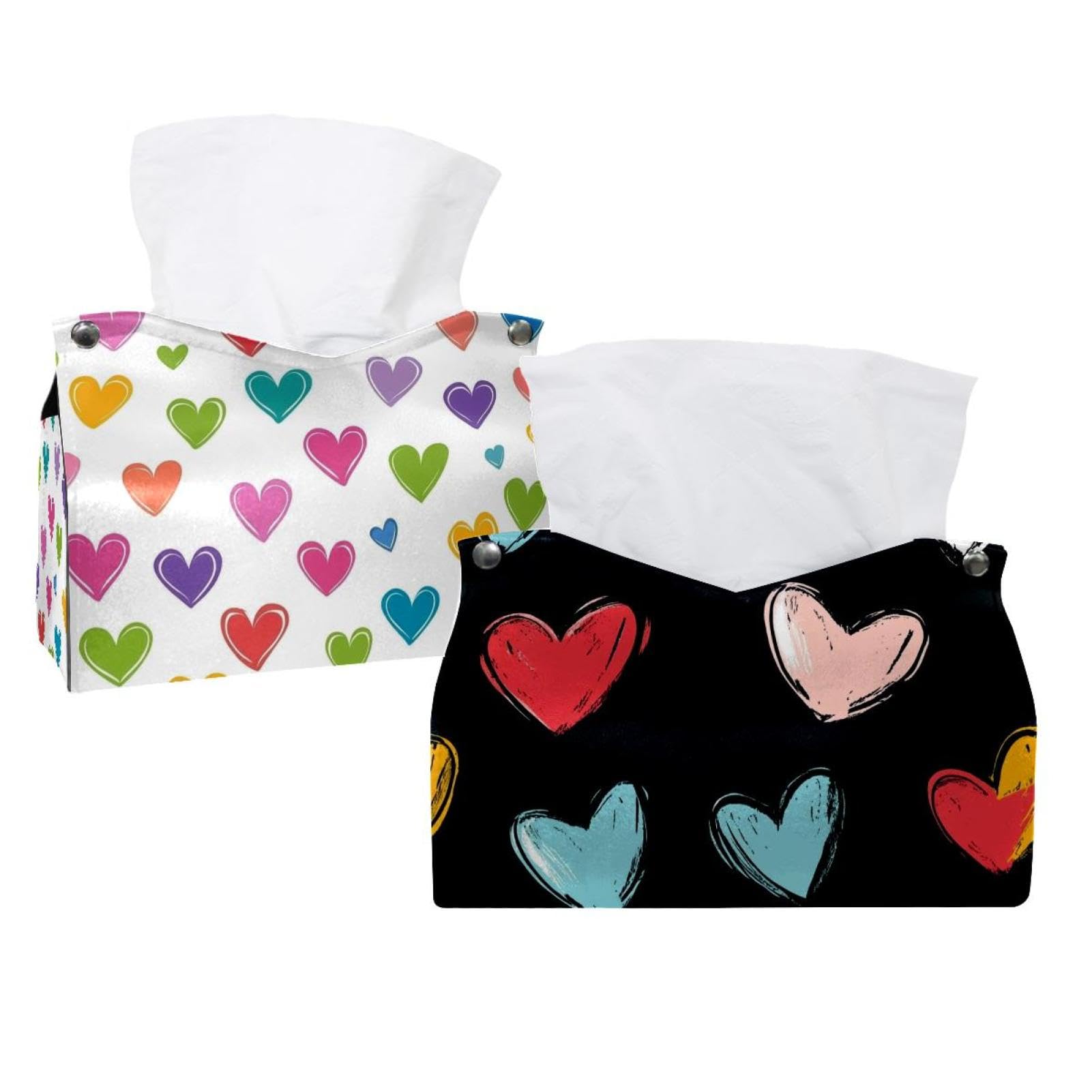 Boîte à mouchoirs en forme de cœurs en cuir pour remplacer le carton jetable