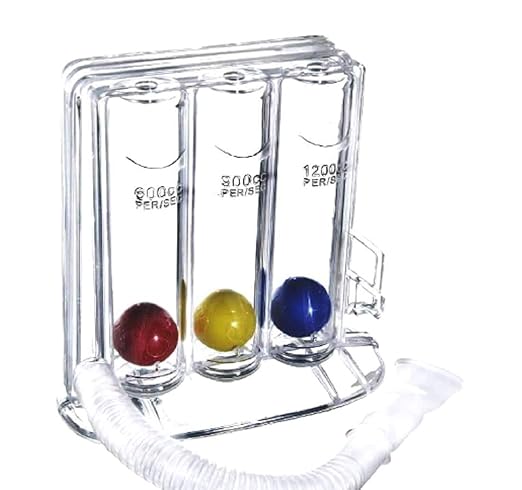 AuFlex Respirometer Breathing Lung Exerciser Device and Respiratory Exerciser-3 Balls Incentive Spirometer (White_PC-1) for Adults, Pack of 1.