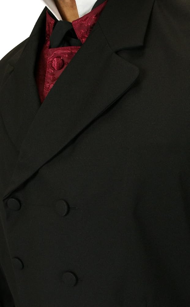 ジャケット・アウター Polyester Typewriter Double BreastedCoat Historical Emporium Men's Double Breasted Wool Blend Frock