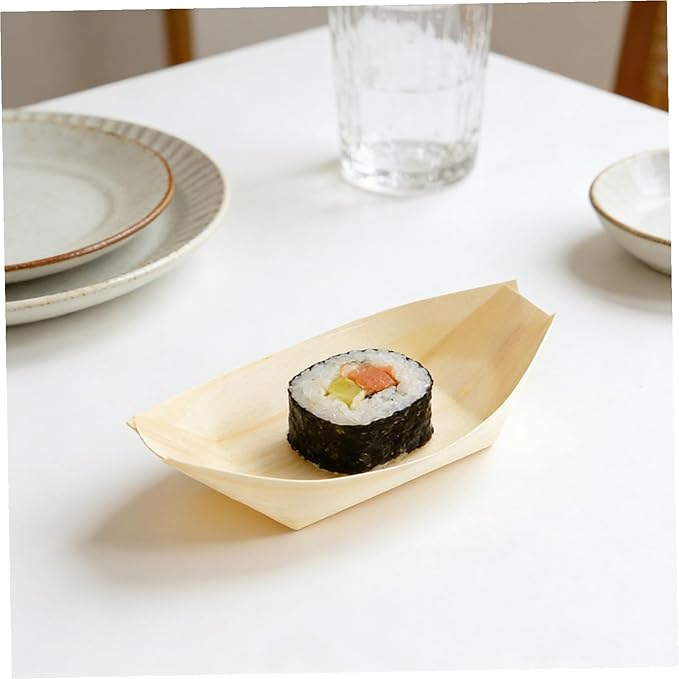 Plato de Madera Desechable para Sushi 100 Piezas miniatura 5