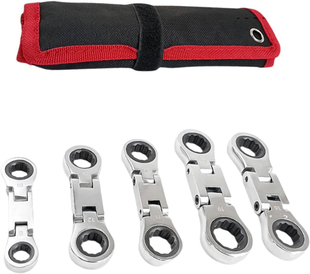 Multiple Size Ratcheting Wrench Set 8-19mm Double Flexible Head Light Weight Design Alloy Steel Spanner Double Box End Ratcheting Wrench