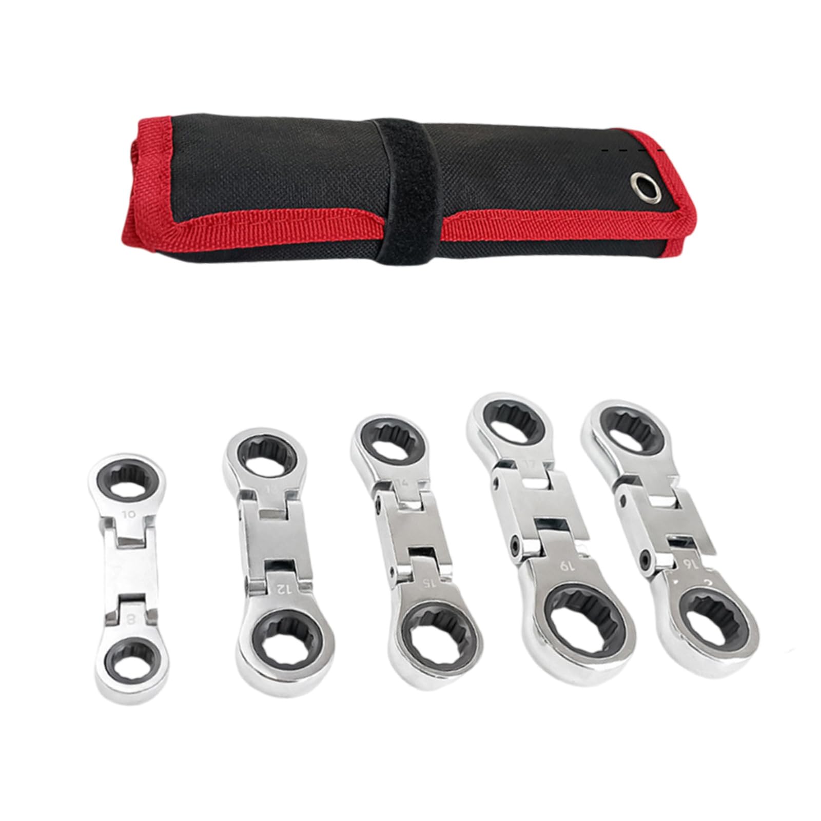 Kangnice Swivels Head Ratcheting Wrench Set 5Pcs 72 Tooth Mechanism Metal Construction Nonslip Grip Spanner Set Ratcheting Wrench